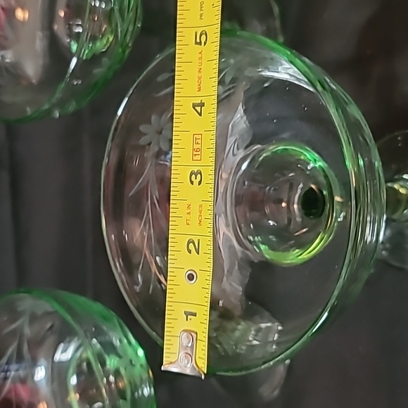 Bobby Flay Hand-Blown Etched Margarita Glasses GREEN SET Of 3 EUC - Picture 7 of 10